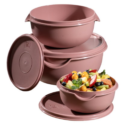 Picture of 3pc Bowl Set and Lids - Coral (1.25lt, 2.5lt, 5lt)