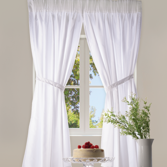Picture of Café Curtains - White -  220cm x 120cm