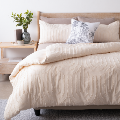 Picture of Tufted Duvet Cover 3pc Set- Ivory- Queen 230x200cm