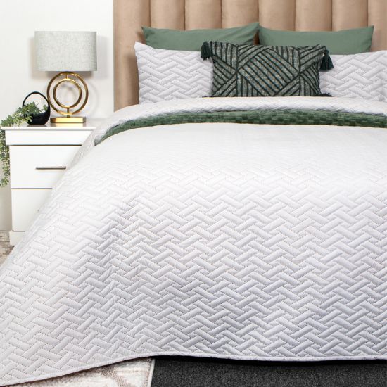Picture of Concertina Quilt Bed Set 3pc - White/Beige - Queen