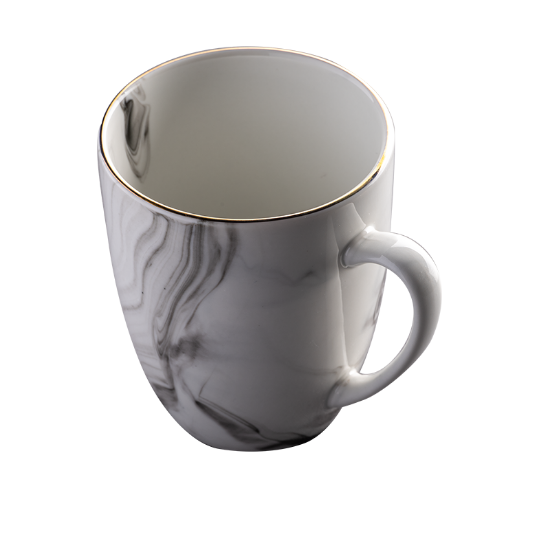 Picture of (6) Gold Rimmed Marble Coffee Mugs - 325ml