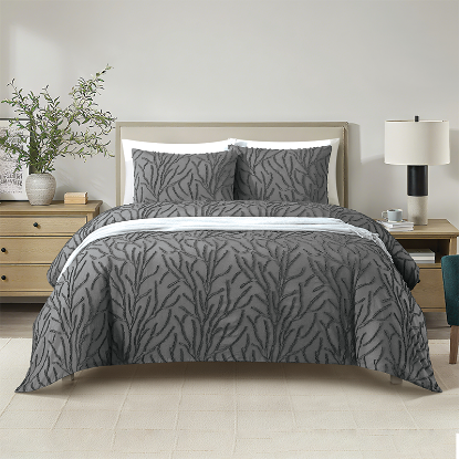 Picture of Asha Duvet Cover 3pc Set-Grey-King-230x200cm