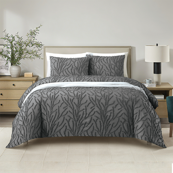 Picture of Asha Duvet Cover 3pc Set Grey/Double -200x200cm